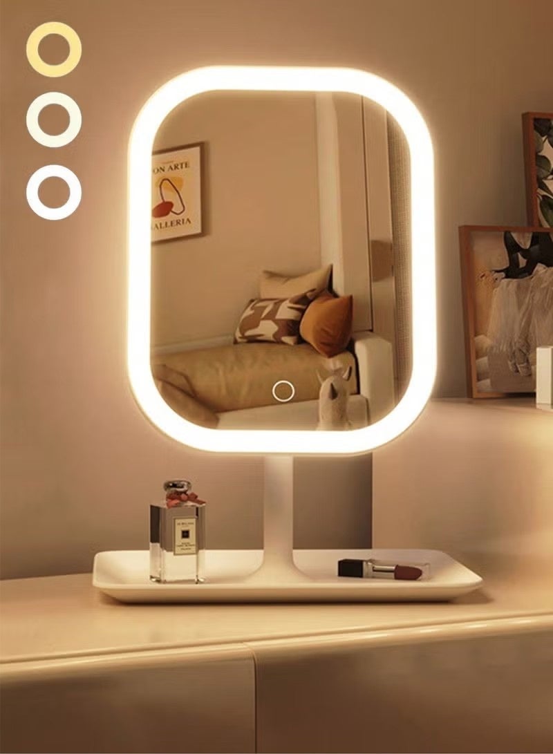 NIBEMINENT LED Makeup Mirror with 3 Lighting Modes – Touch Control, Foldable and Portable Stand – Rechargeable 2400mAh Battery – Ideal for Travel, Beauty, and Skincare – Portable and Illuminated Makeup Mirror – Perfect Birthday Gift for Women - Image 2